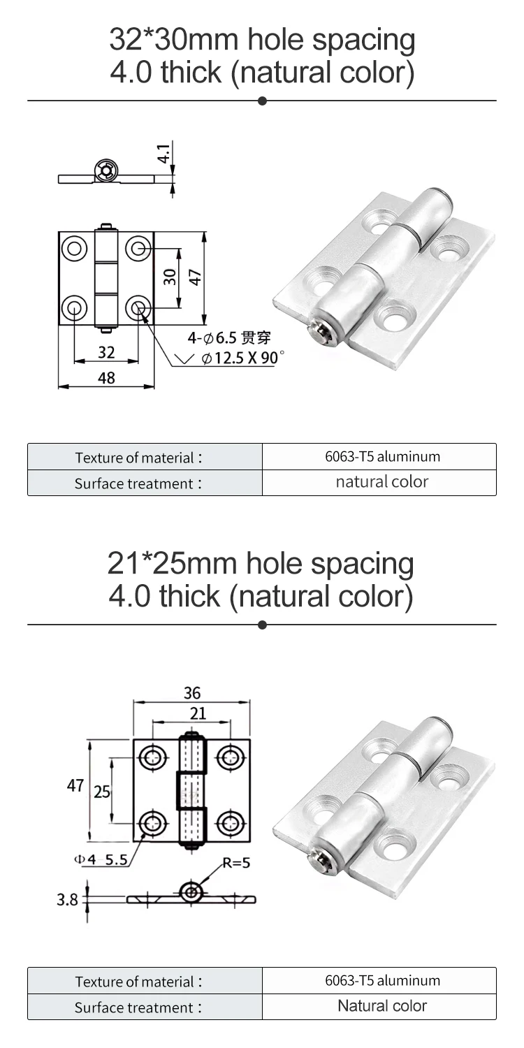 Aluminum Profile Hinges 2020/030/4040/4545/5050 Precision Machined Aluminum Hinges for Cabinets factory