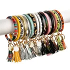 Bracelet 2020 Hot Accessories Wholesale Colourful Bracelet Tassel Silicone PU Leather Bangle Keychain