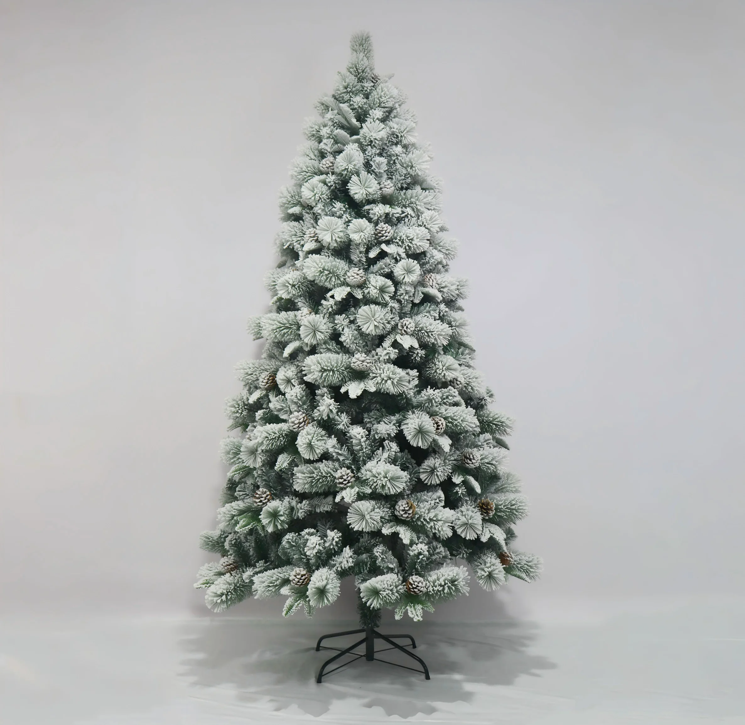 Premium Hinged Christmas Tree Hot Home Decorated PET Pine Needle PE Mixed Spruce with Heavy Snow Flock Low Price Ornaments factory