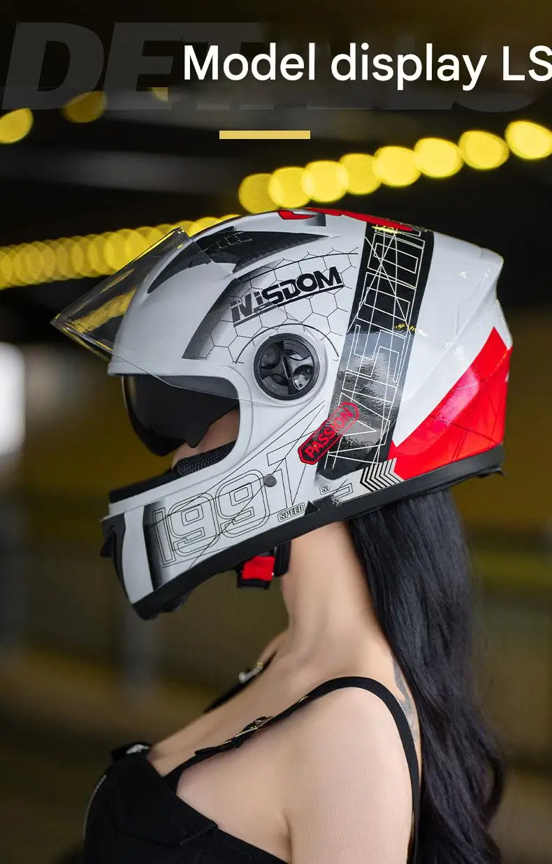 New 3C Certified DOT Approved Full Face ABS Motorcycle Helmet with Double Transparent Mirrors All Seasons