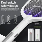 USB Rechargeable 2 In 1 3000V Handheld Electric Fly Mosquito Killer Bug Zapper Racket Swatter