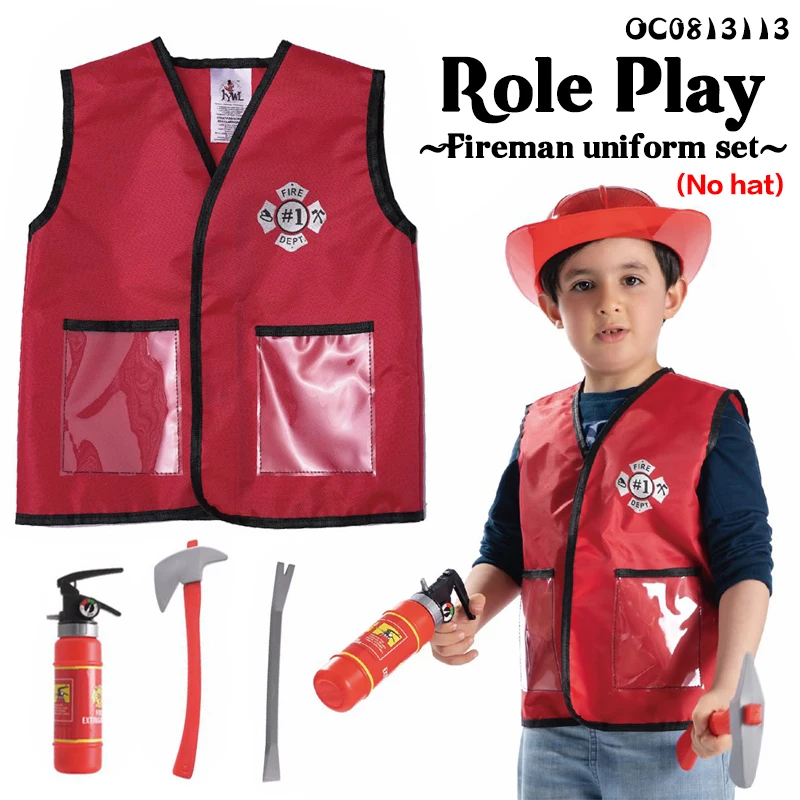 Plastic fire extinguisher toys fire fighting toys fireman uniform costume for kids cosplay