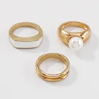 Ring Alloy Fashion Popular Retro Personality Design Ring Alloy Imitation Pearl Fashion Combination Ring