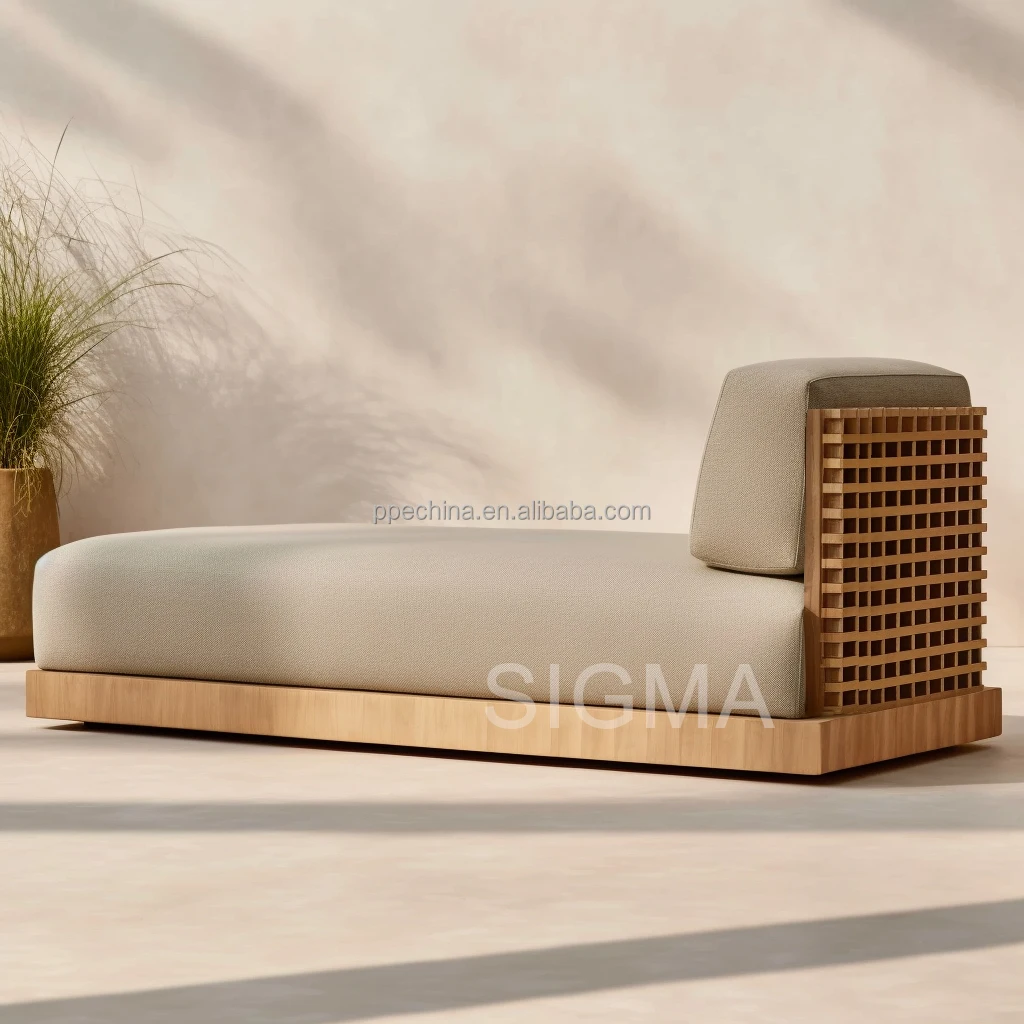 Outdoor daybed solid wood sun bed high-quality new customized outdoor chaise lounger