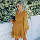 Long Fashion Solid Color Dresses Women 2021 Summer Selling Clothing With V-neck And Long Sleeve