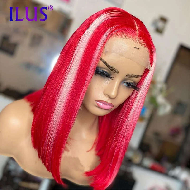 Hot Sale Free Shipping Straight Colored Short Bob Wigs Pink/purple/bule/red  Lace Front Human Hair Wigs For Black Women Brazilian - Buy Short Bob Wig, Lace Front Human Hair Wigs,Closure Wig Product on 