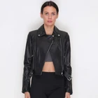 Jacket Lady's High Quality New Fashional Lamb Leather Crop Motor Jacket With Zips