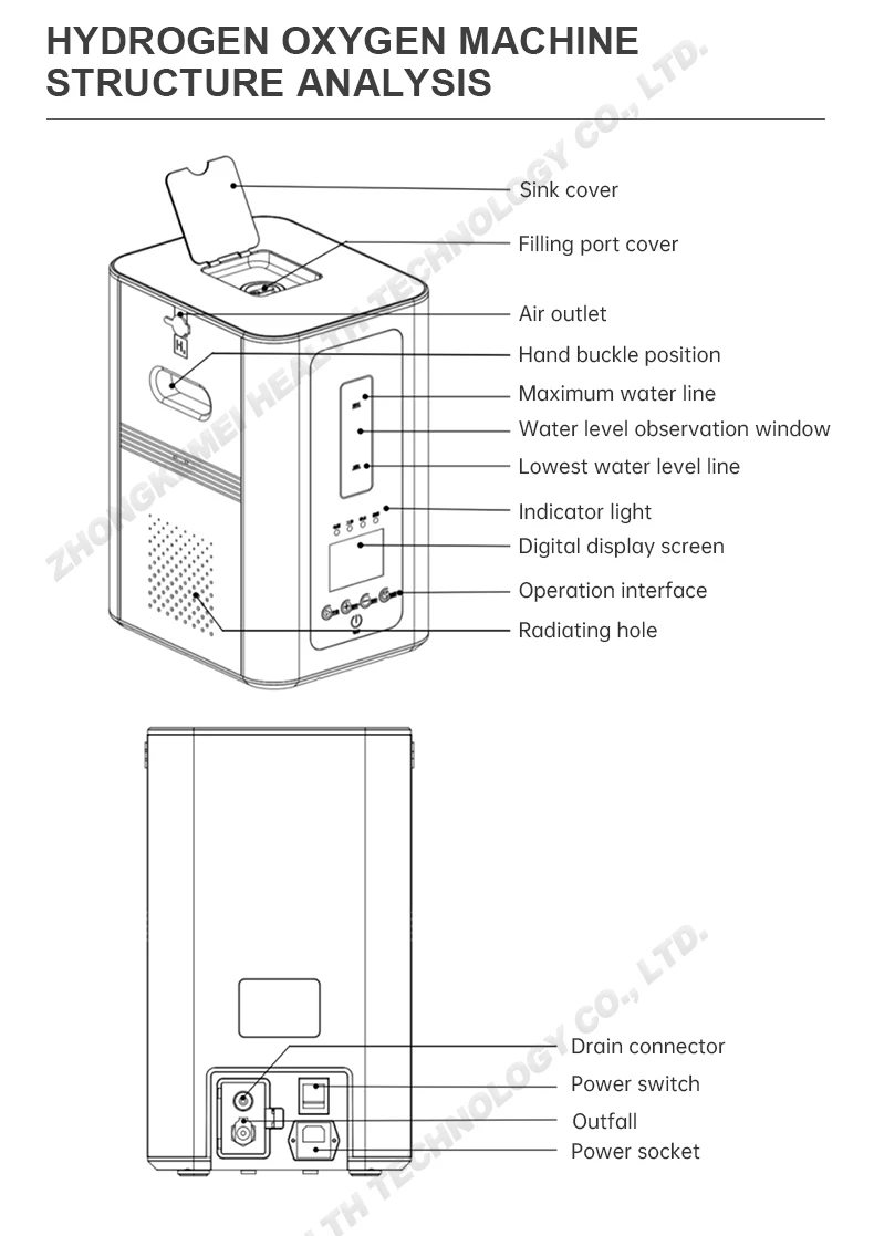 Oxyhydrogen Inhalation Machine Ml Min Breathing Hydrogen Oxygen