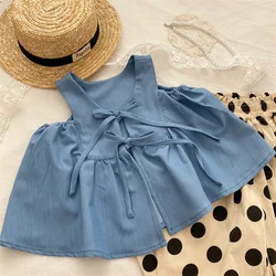 Kids Girl Summer 2023 Denim Blouses New Children Clothes Toddler Baby Shirts Fashion Child Denim Tops