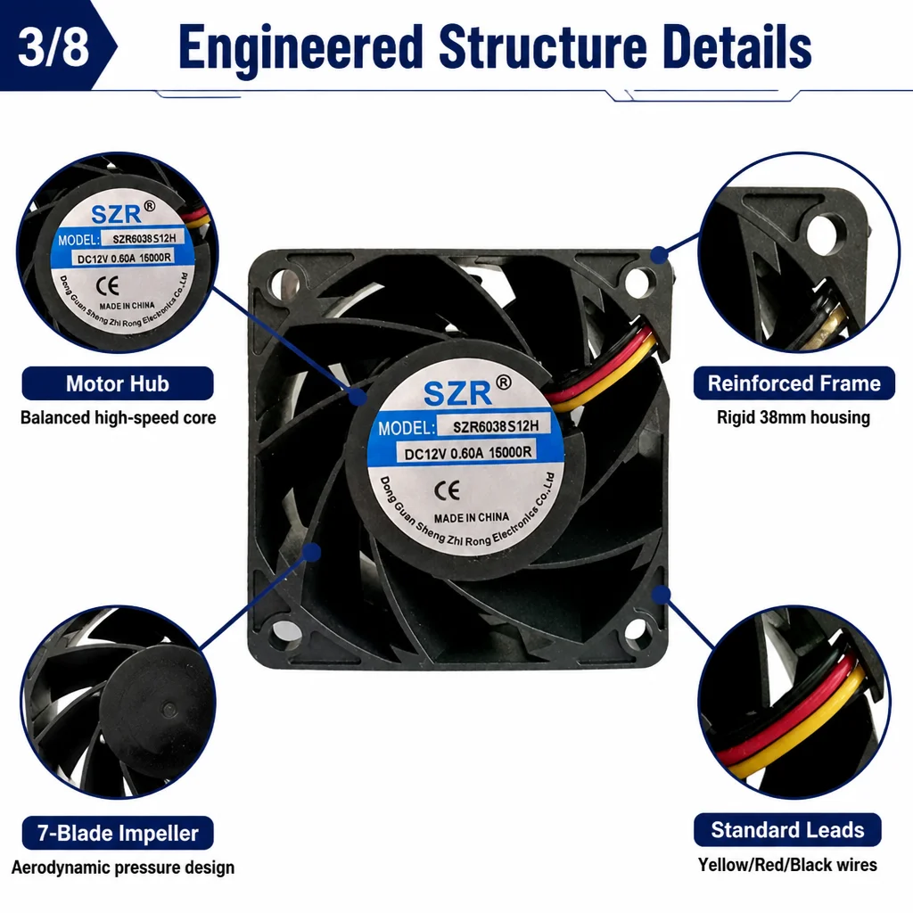 Sleeve Bearing, 60x60x38mm, Brushless, Axial, 6038 - detail 10