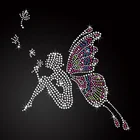 Supplier Of High Quality Hot Fix Lovely Butterfly Fairy Iron-on Rhinestone Transfer Design For Dance Wear