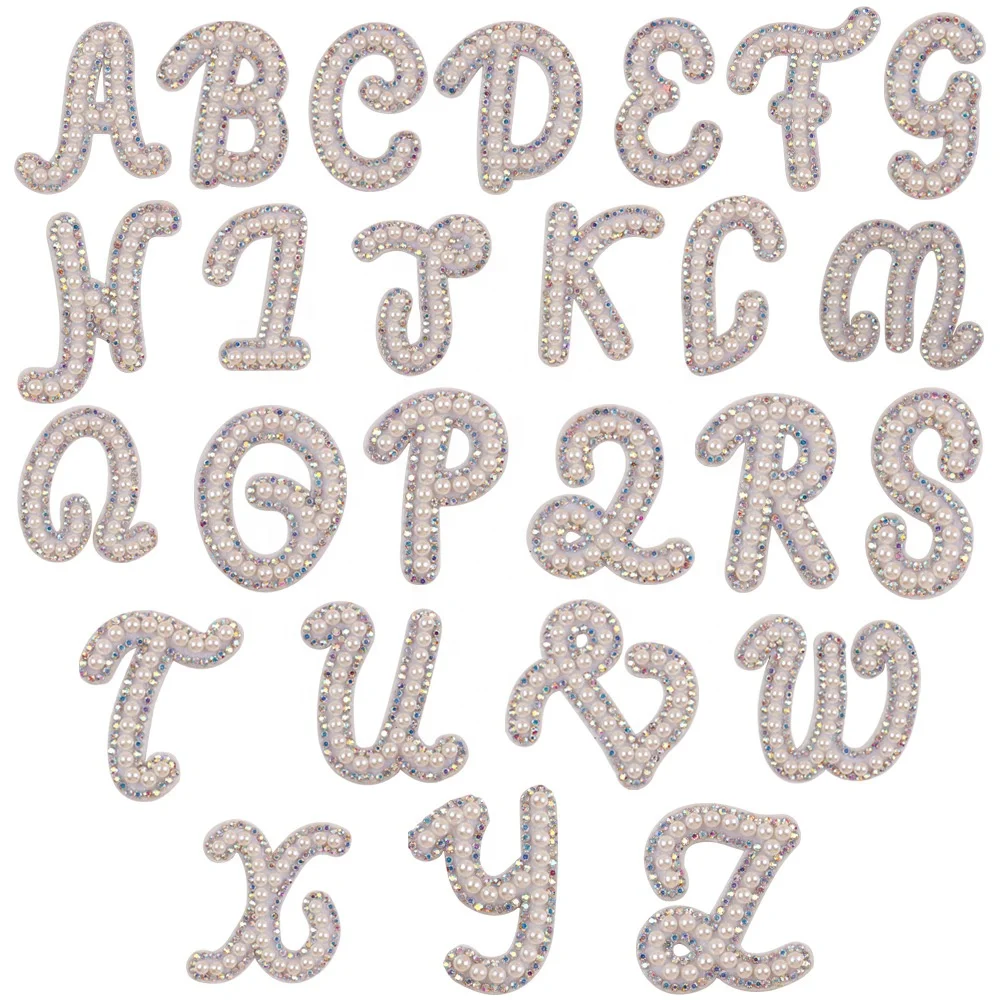 Factory direct sale Y letter iron on patches bulk rainbow pearl letter patches