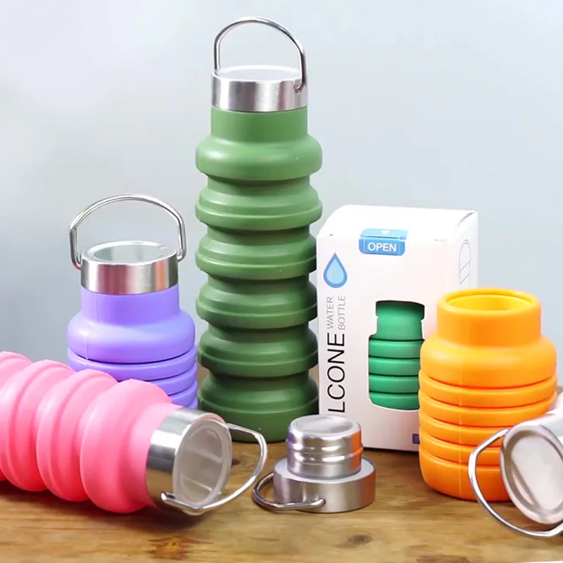 Folding silicone water cup silicone collapsible water bottle silicone folded water bottle Eco Friendly