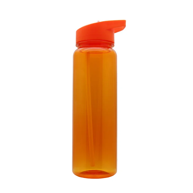 Wholesale BPA Free 700 Water Bottle Sports Leak-Proof Clear PS Material Plastic Water Bottle with Flip Lid and Straw