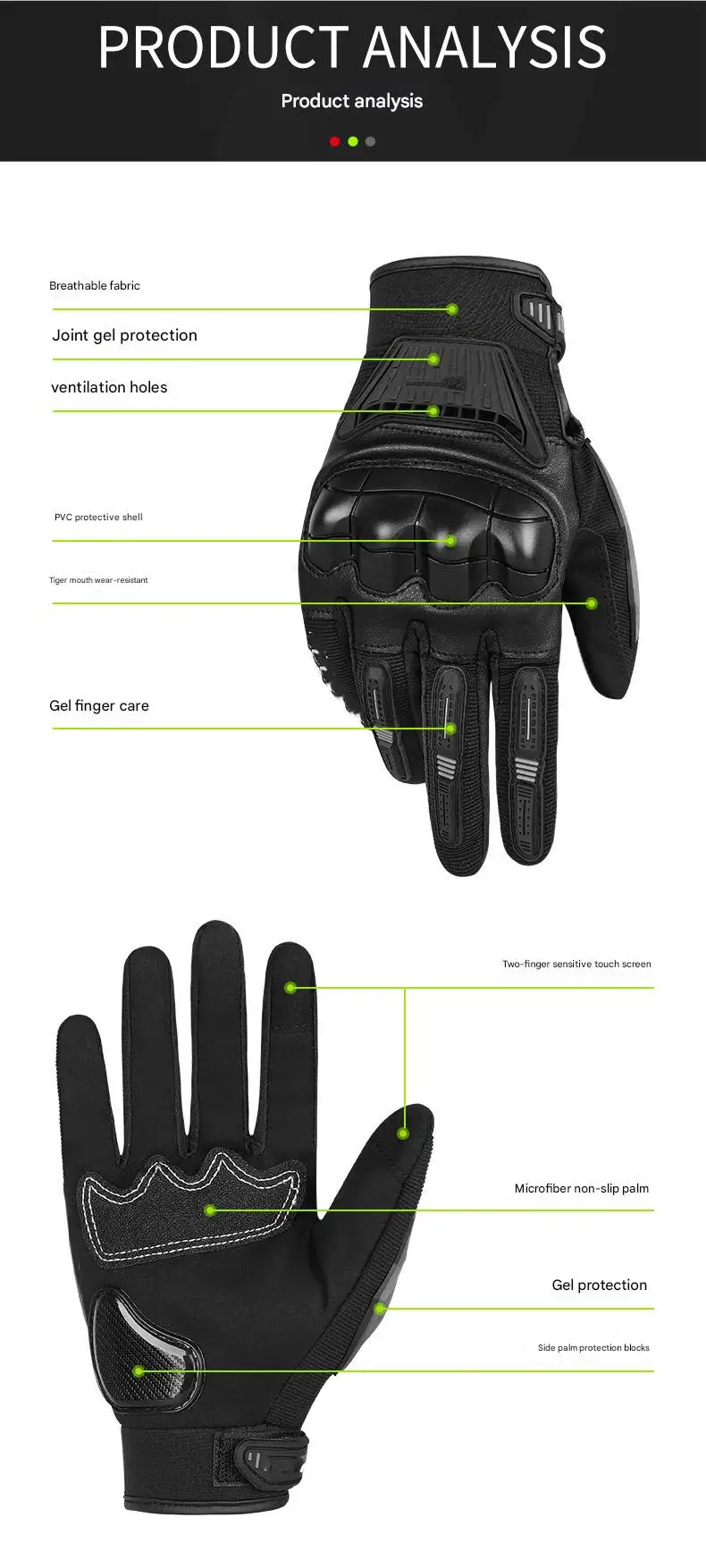Long Finger Touch Screen Breathable Anti-Fall Gloves for Spring Summer Off-Road Riding Essential Motorcycle Accessory for Rider