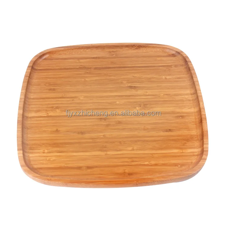 product wholesale square bamboo tray wooden charcuterie serving platter dinner plate charger plates-1