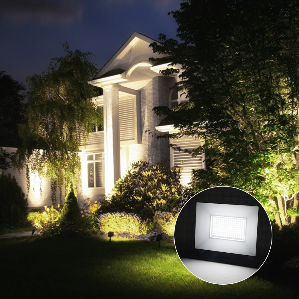 LED Flood Light 10W 50W 100W 200W 300WAC 220V Reflector Spotlight Street Light Wall Lamp IP66 Waterproof Outdoor Garden Lighting