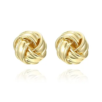 18K Gold Plated Sterling Silver Post Love Knot Stud Earrings plated wholesale small gold earrings woman
