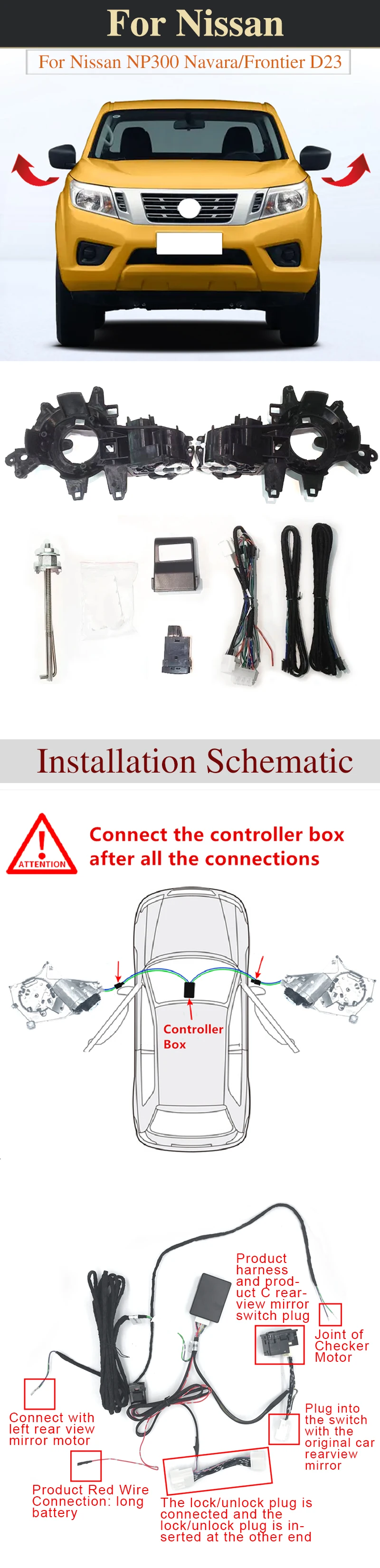 For Nissan Np300 Navara Frontier D23 20142023 Car Side Mirror Folding