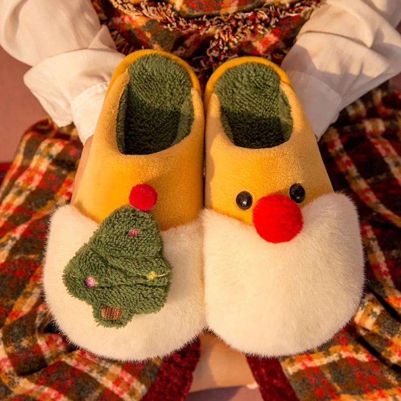 Winter Warm Plush Fuzzy Indoor Home Slippers Funny Christmas House - Buy Christmas Slippers,Winter Warm Plush Fuzzy House Home Slippers,Funny Christmas Slippers Product on Alibaba.com
