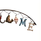 Nautical Iron Fishing Rod Welcome Plaque Metal Welcome Sign Camper Traffic Nautical Sports Antler Art