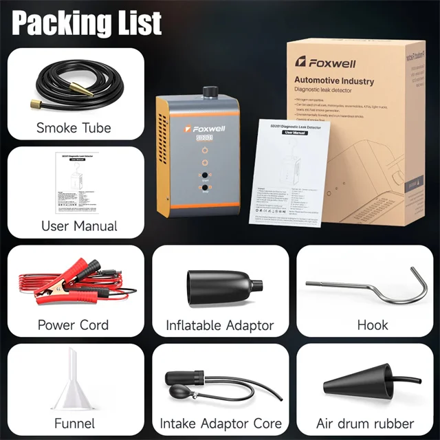 FOXWELL SD201 12V Car Smoke Leak EVAP Smoke Leak Tester Machine Vacuum Fuel Pipe Oil Leakage Detector Auto Diagnostic Tools