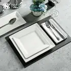 Factory Bulk Cheap Square Flat Dessert Porcelain White Plate Square Ceramic Dinner Plates Ceramic Plate Dish Set