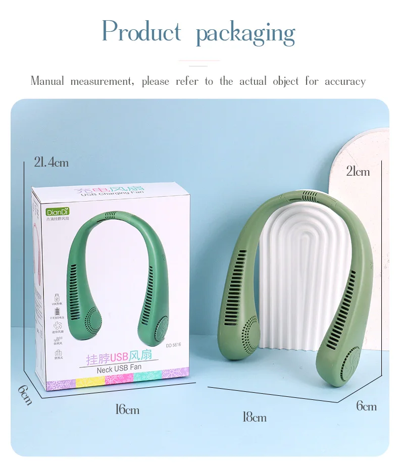 Rechargeable Wearable Neck Fan, DD5616, USB, Portable - detail 28