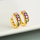 Hoop Earrings New Colorful Zircon Rainbow Hoop Earrings For Women