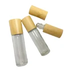 Glass Bottle Fast Delivery 10ml Clear Glass Roll On Deodorant Cosmetic Bottle With Original Color Bamboo Screw Lid