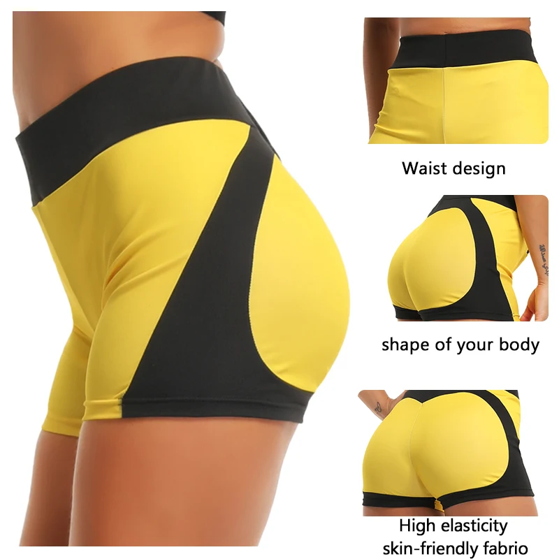 Women's bottom stitching slim yoga shorts women's sexy fitness sports shorts high elasticity casual shorts women