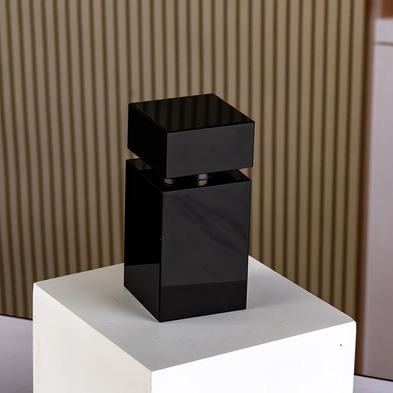 product wholesale pure black texture square 6ml glass empty bottle elegant low key customizable crystal perfume bottle-8