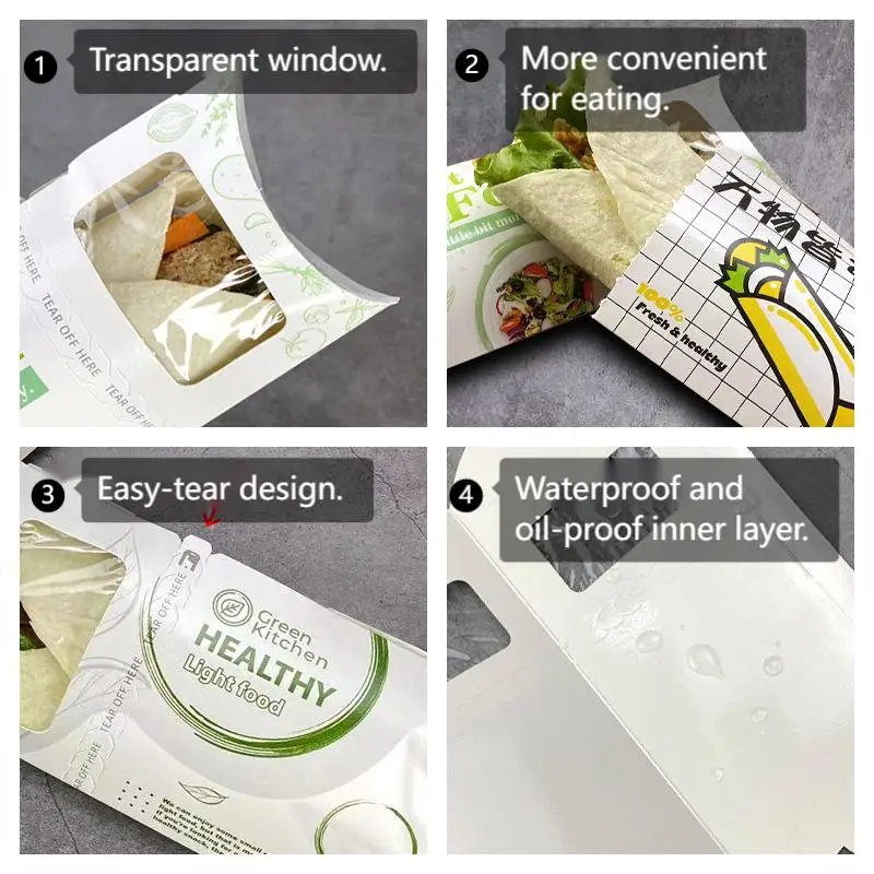 Vlastní logo Tištěné Arabština Halal Restaurace Gril Zabalení Tarna Shawarma Přihrádka Box Kebab Polštář Box Papírové balení