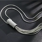 Pearl Necklace 2021 Latest Full Diamond Geometric Tassel Pendant Pearl Jewelry Long Necklace