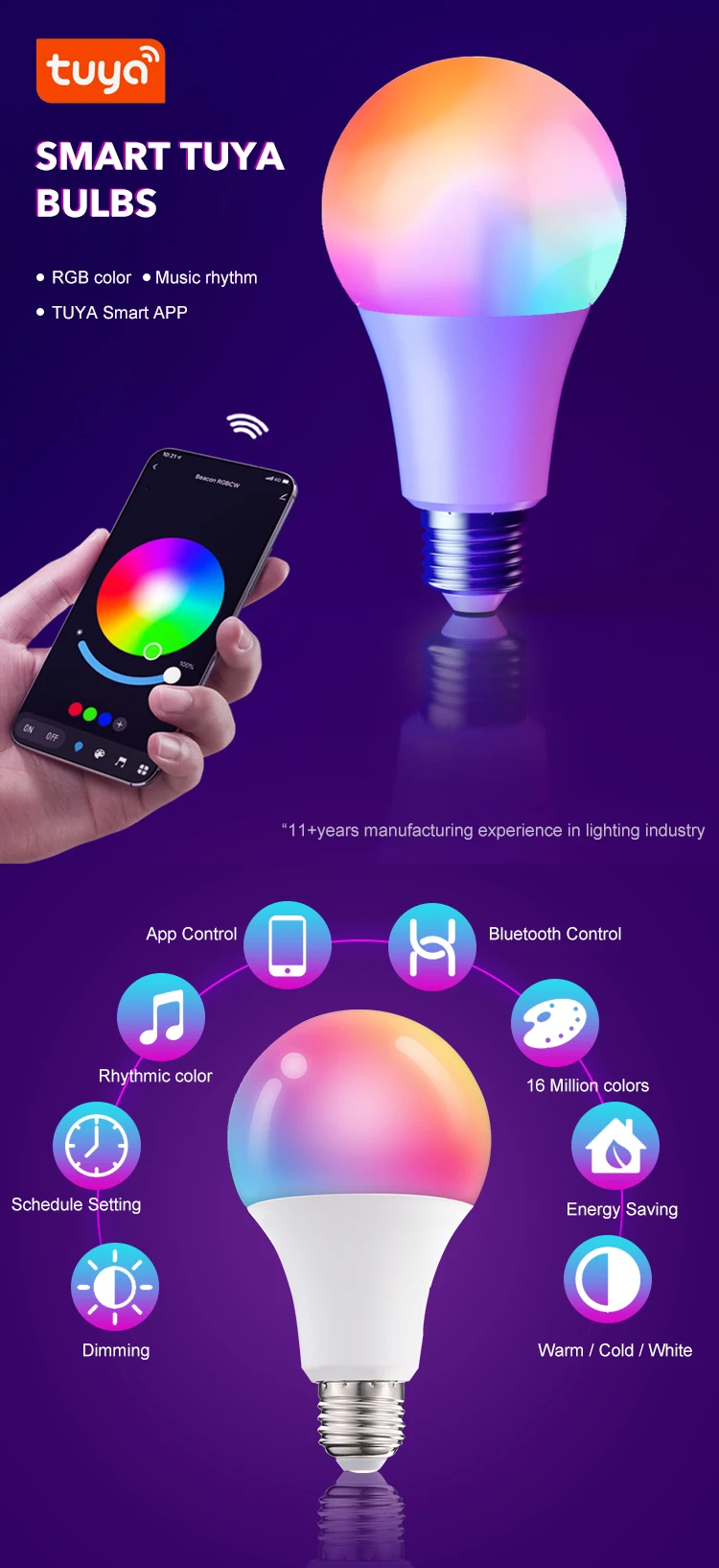 Smart Bulb Alexa Wifi Smart Bulb Controlled By Tuya App Alexa And