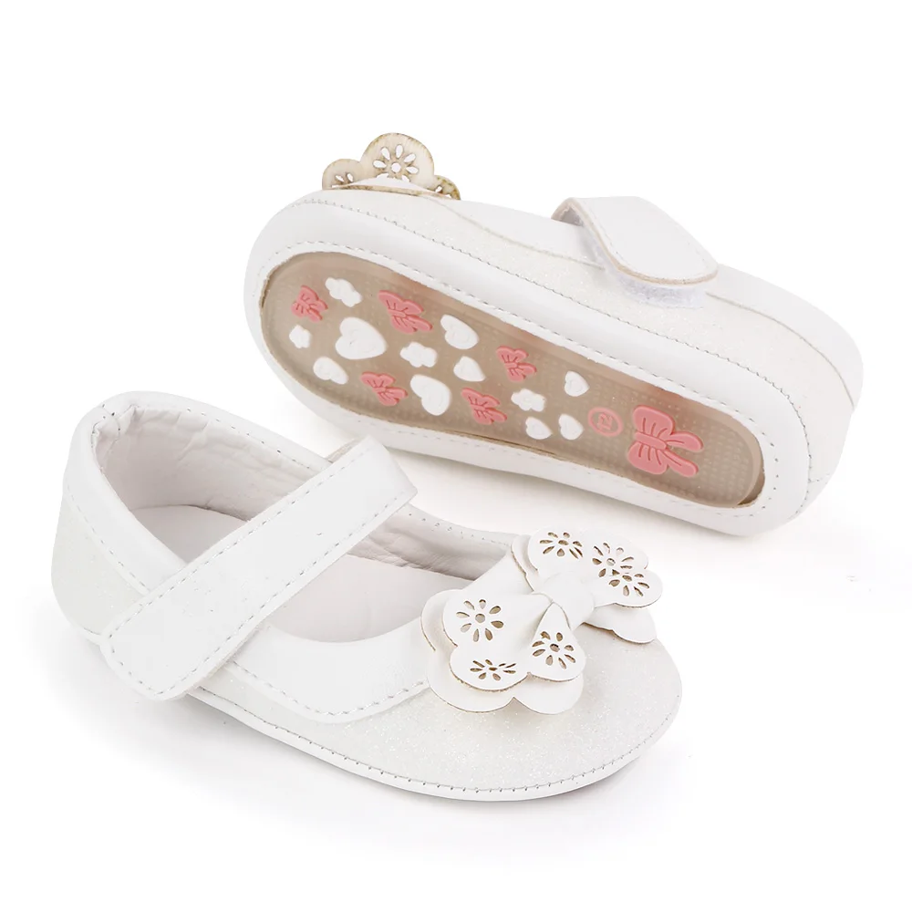 Baby Girls Princess Shoes Shining Glitter Hollow PU Bow Cute Soft Soled Toddler Shoes supplier