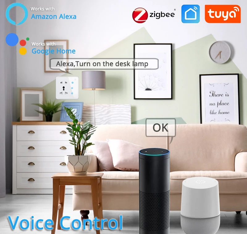 Tuya/Zigbee Smart Touch switch US EU and UK Smart Home Multi-function Wifi wall socket