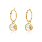 Elegant Earring Gemnel Ladies Elegant Jewelry Gold Plated Mother Of Pearl Solar Charm Earring