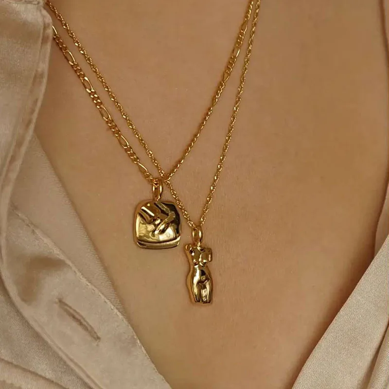 18k Gold Plated Plain Gold Figure Face 