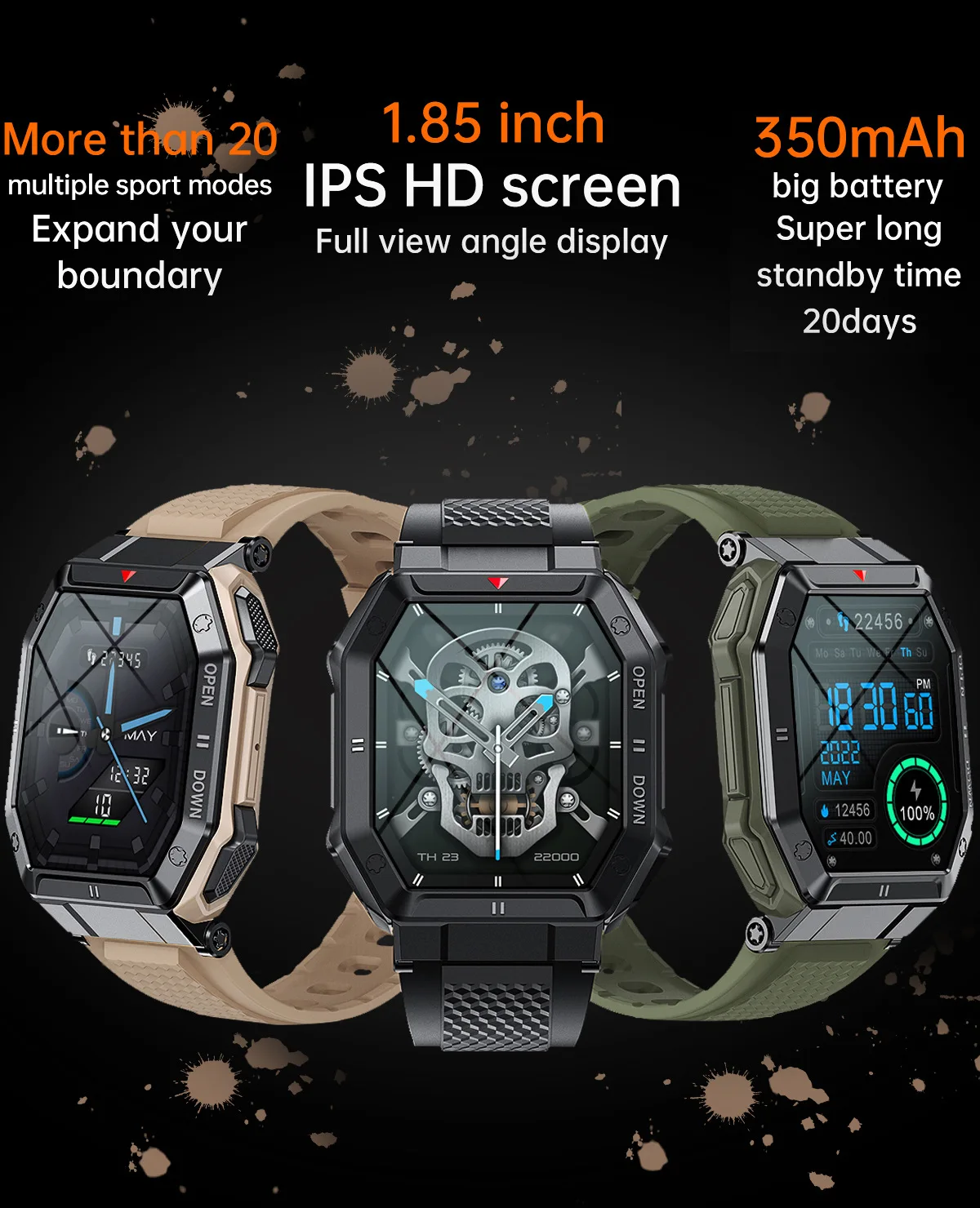 K55 Smart watch for man Android with Heart Rate sport Smart Watches bracelets IP68 Waterproof Fitness Tracker