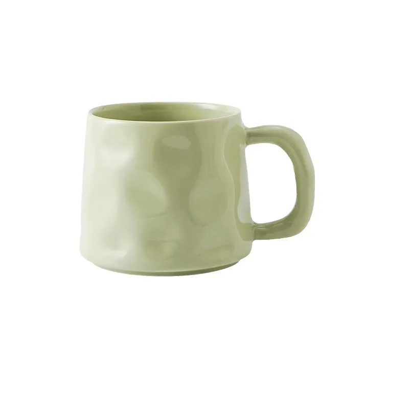 Cream style series mugs for home use Hand pinch pattern Irregular Ceramic water Cup solid color coffee mug for gift