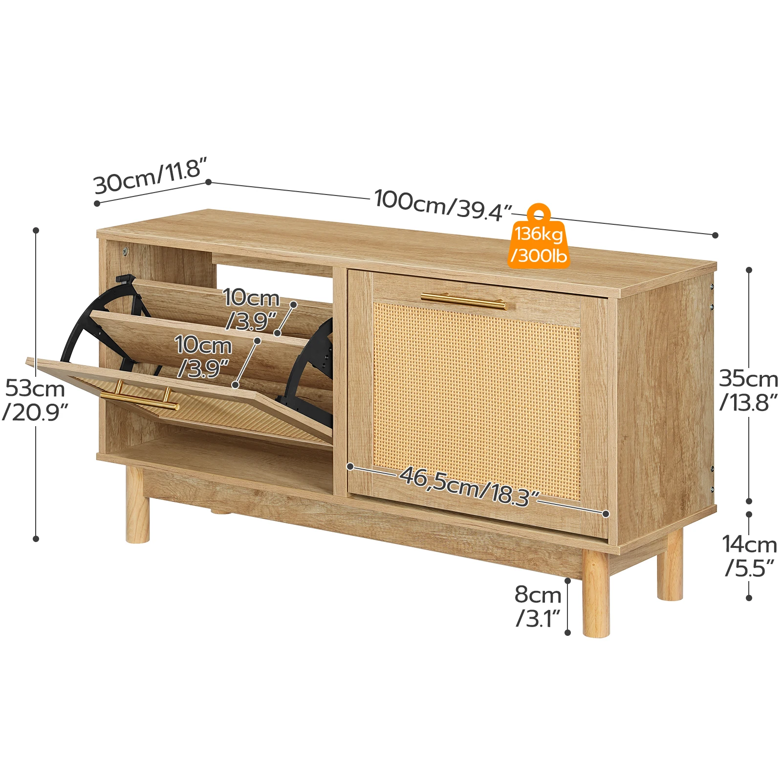 Modern Wooden Seated Shoe Cabinet With Flips 2 Layers Tipping Bucket Shoe Storage Cabinet Bench Shoe Rack With Seat For Entryway