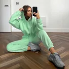 Hoodie Hoodie Factory In Stock Women's Fitness Tracksuit Set Warm Long Sleeve Casual Crop Top Hoodie Sweatpants Sportswear