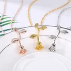 Rose New Gold Silver Rose Gold Plated Rose Flower Pendant Necklace Valentine's Day Gift Rose Flower Necklace
