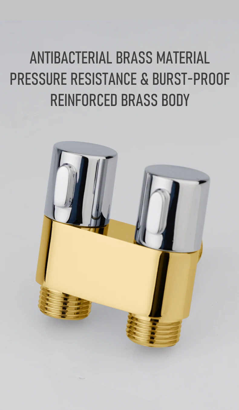 Hot Selling Brass 1 in 2 Out Angle Valve Double Handle Shunt Faucet Diverter New Design 3-Way Gun Grey Bathroom Kitchen Hotel factory