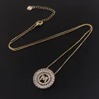 Charm Initial Charm CZ Zircon 26 Letter Initial Necklace Diamond Crystal Letter Pendant Necklace For Women