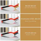 Wire Brush Set 6Pcs - Nylon/Brass/Stainless Steel Bristles For Cleaning With Curved Handle Grip