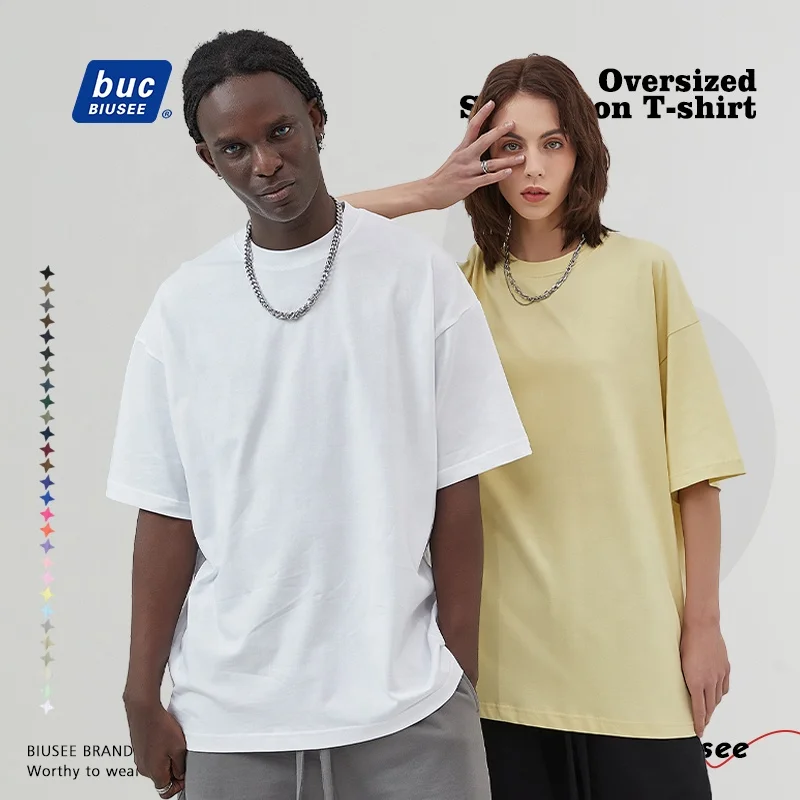 Wholesale High Quality 100% Cotton Oversize Men Streetwear Hop T-shirts Drop Shoulder Blank Or Custom Men Hic T-shirts