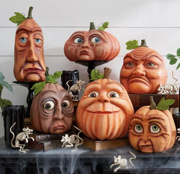 Halloween pumpkin outdoor decoration ghost party pumpkin six strange coffee resin crafts