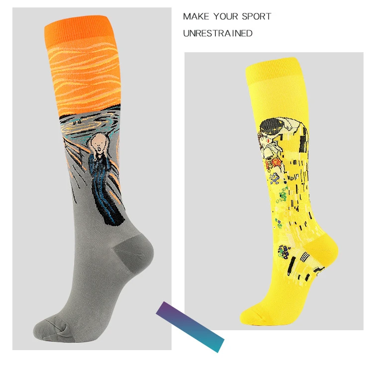 Cute painting medias de compression socks custom print football compression medical socks